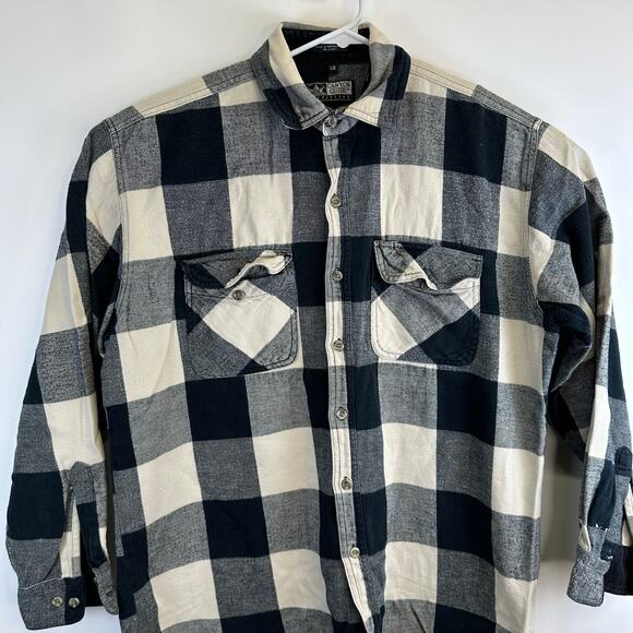 Conyon Guide Blue and Cream Plaid Flannel Button Down Shirt Mens Size Large - Picture 3 of 15